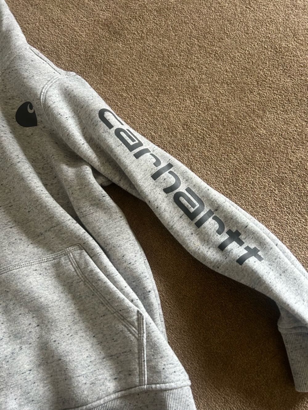 Carhartt Grey Logo Sleeve Hoodie